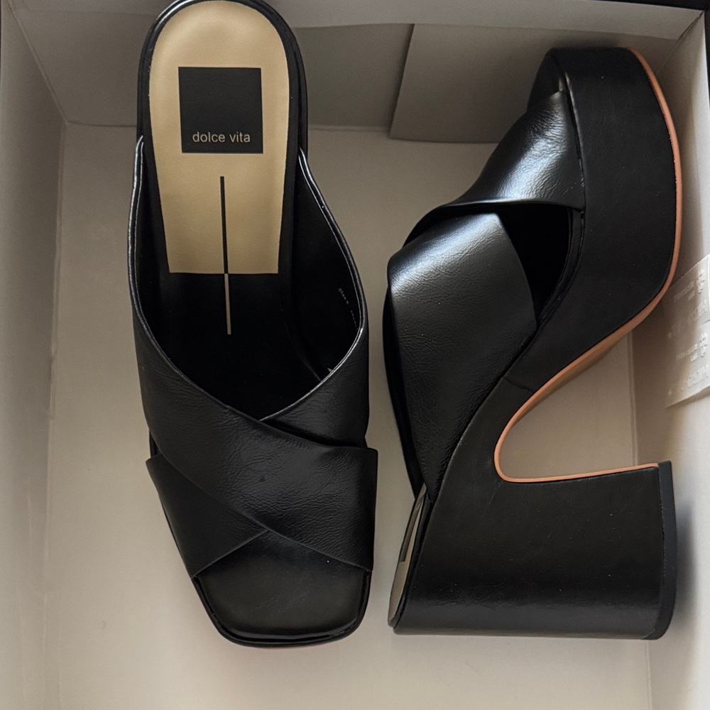 Dolce Vita Black Platform Mules